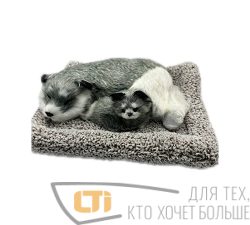 Игрушка-антистресс СОБАЧКА СПЯЩАЯ С ЩЕНКОМ Серая